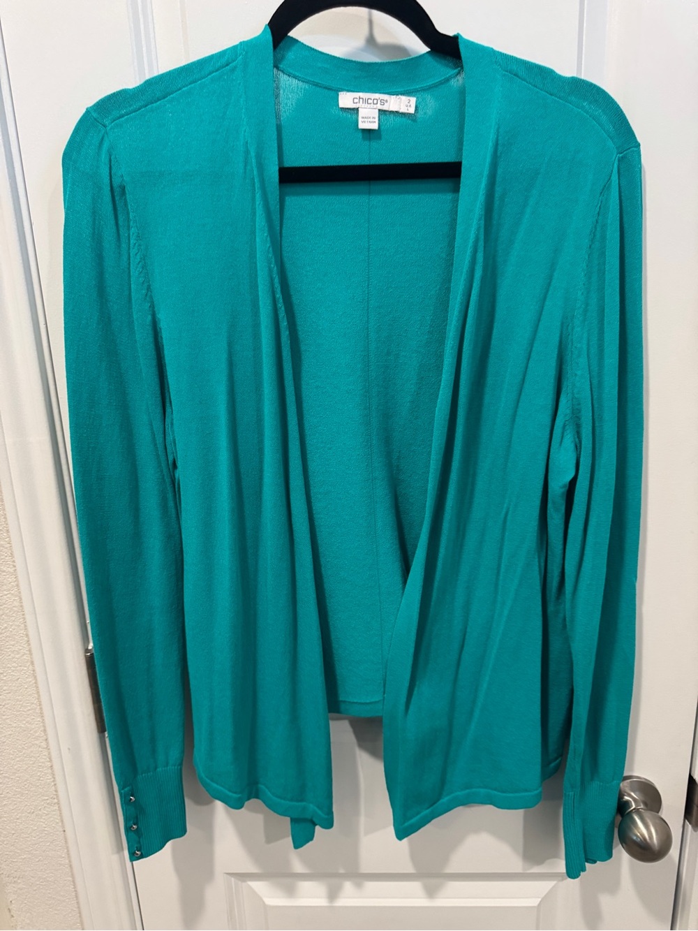 Chico's Teal Open-Front Lightweight Cardigan